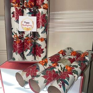 THANKSGIVING Christmas Crackers Set of 6 Deluxe Gifts Party Favors Holiday New
